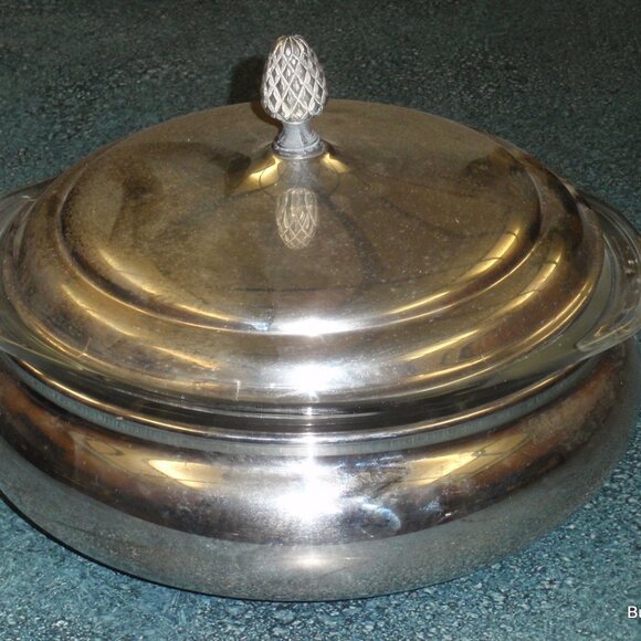 Sheffield Silverplate Casserole Dish 1127 with Pyrex 2Q Baking Dish Insert GIFT! - Picture 10 of 10